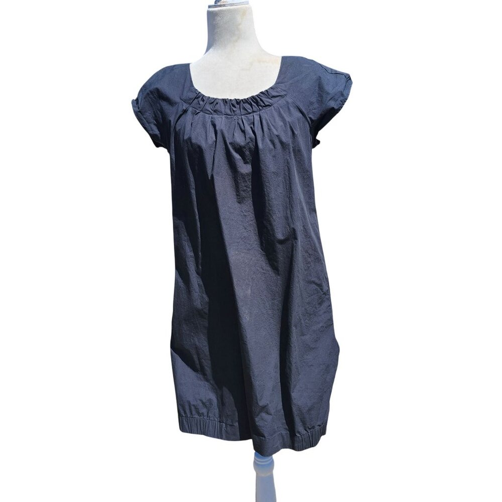 Mossimo Womens Medium Black Bubble Hem Dress Short-Sleeve Exposed Zipper Pockets